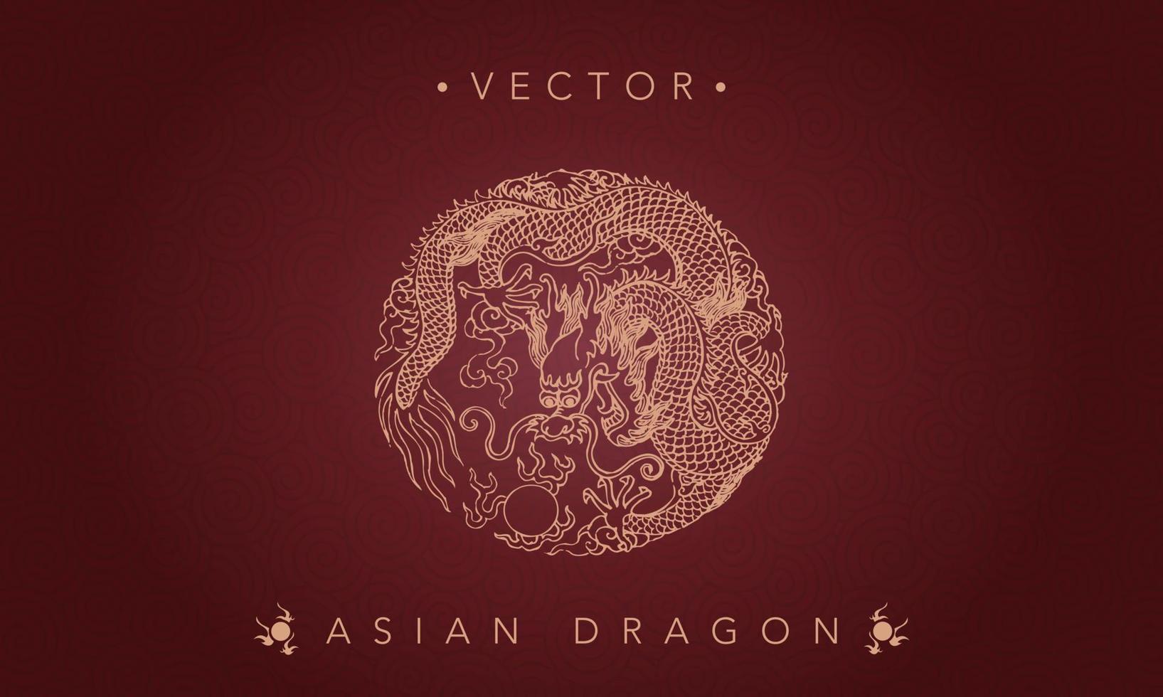 asiatisk drake kinesisk drake totem mönster vektor