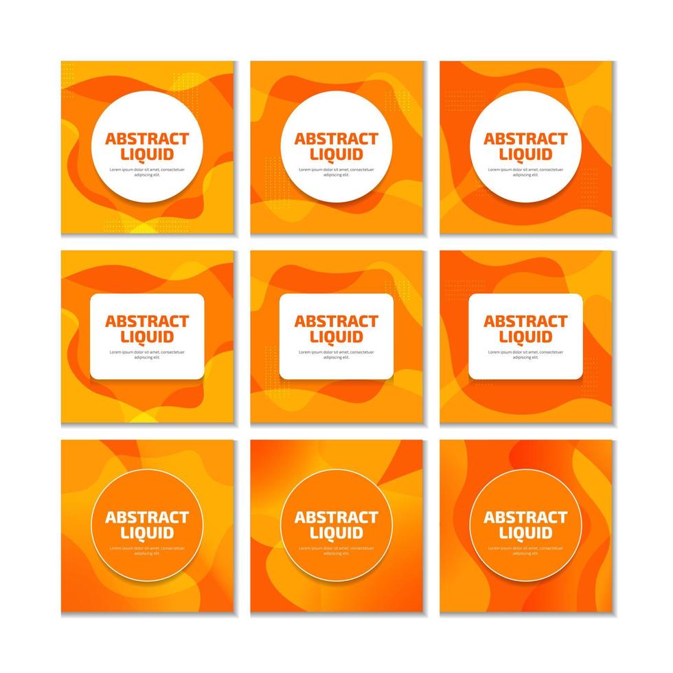 orange flytande vätska modern trendig bakgrund för social media posta, logotyp visa förhandsvisning, annons, befordran, baner, flygblad uppsättning med Centrum text ram spacec vektor