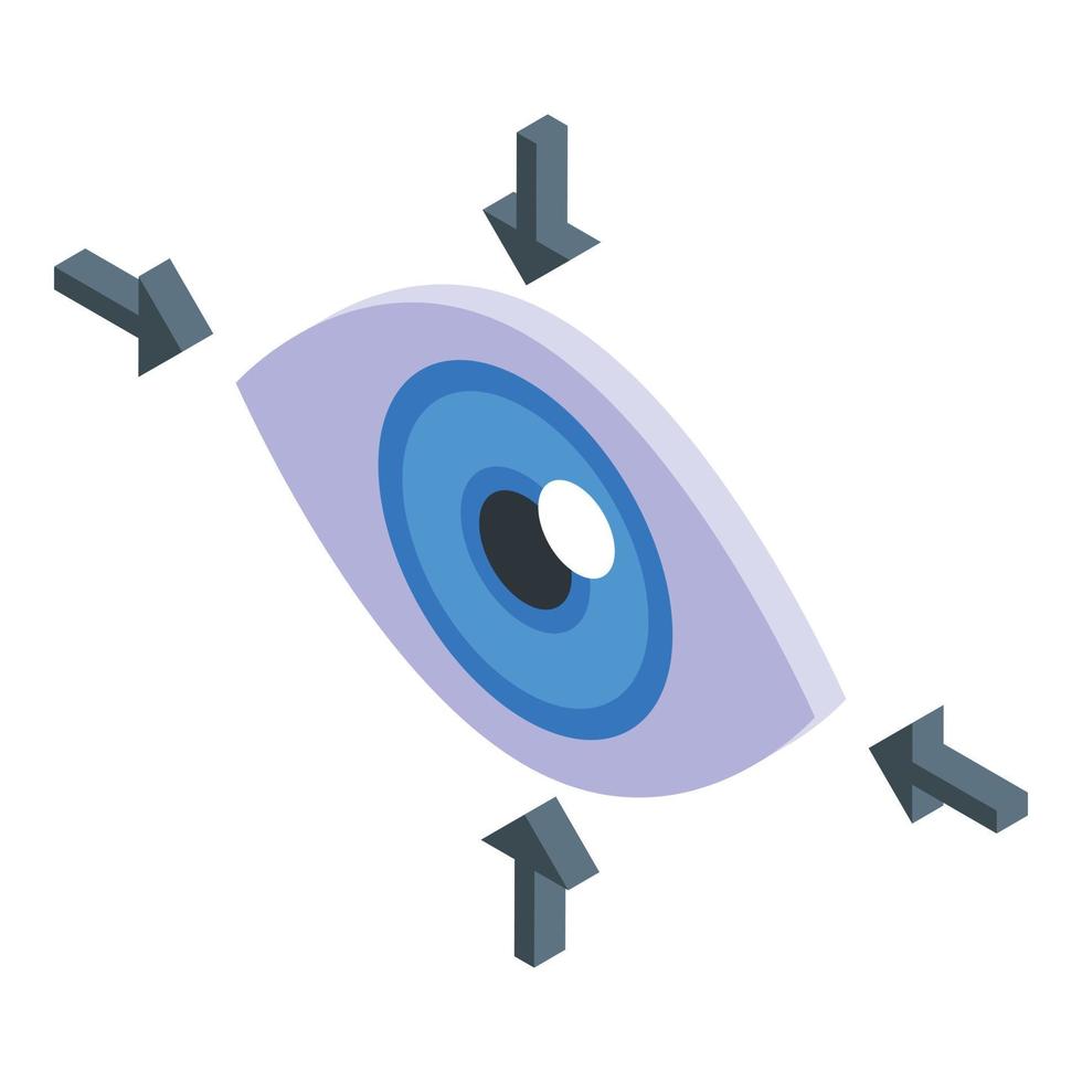 Augenkonzentrationssymbol isometrischer Vektor. Gehirn konzentrieren vektor