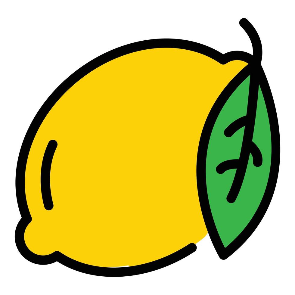 citron- med blad ikon Färg översikt vektor