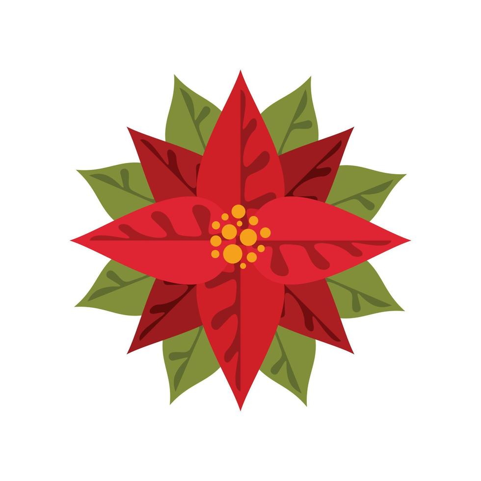 Weihnachtsstern Blume Symbol flach isoliert Vektor