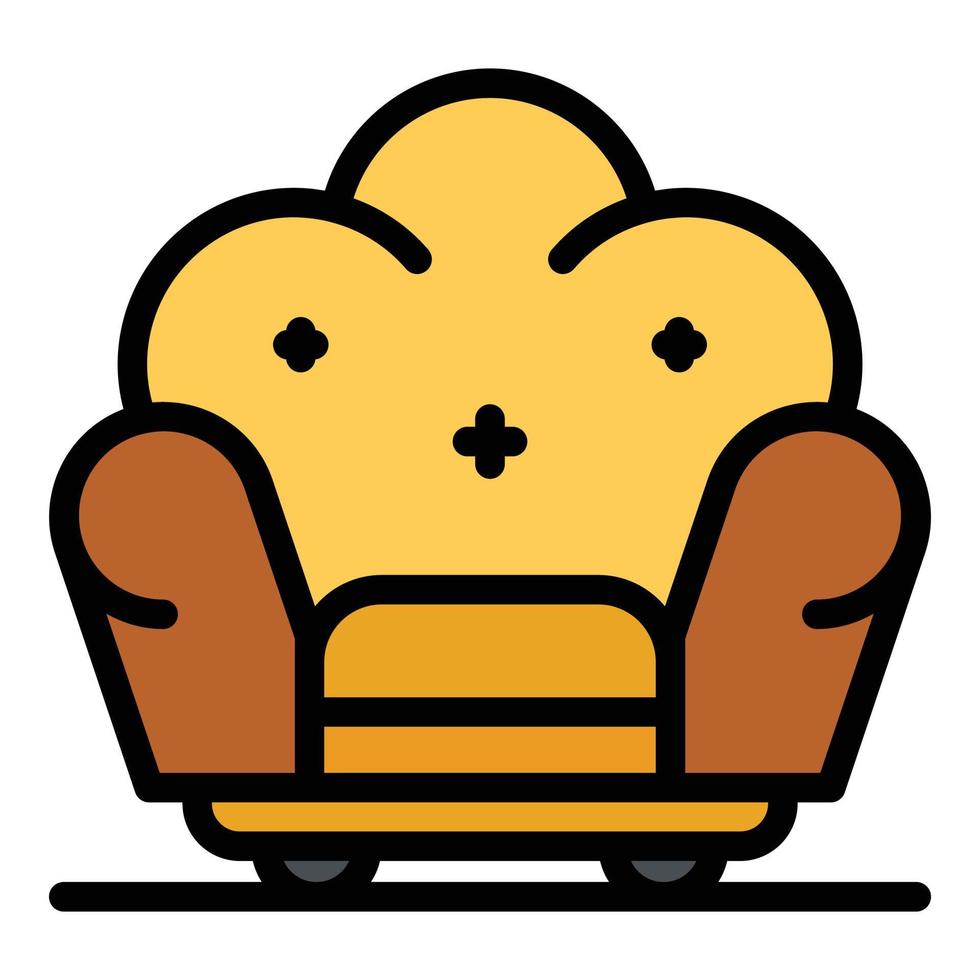 weicher Sessel Symbol Farbe Umriss Vektor