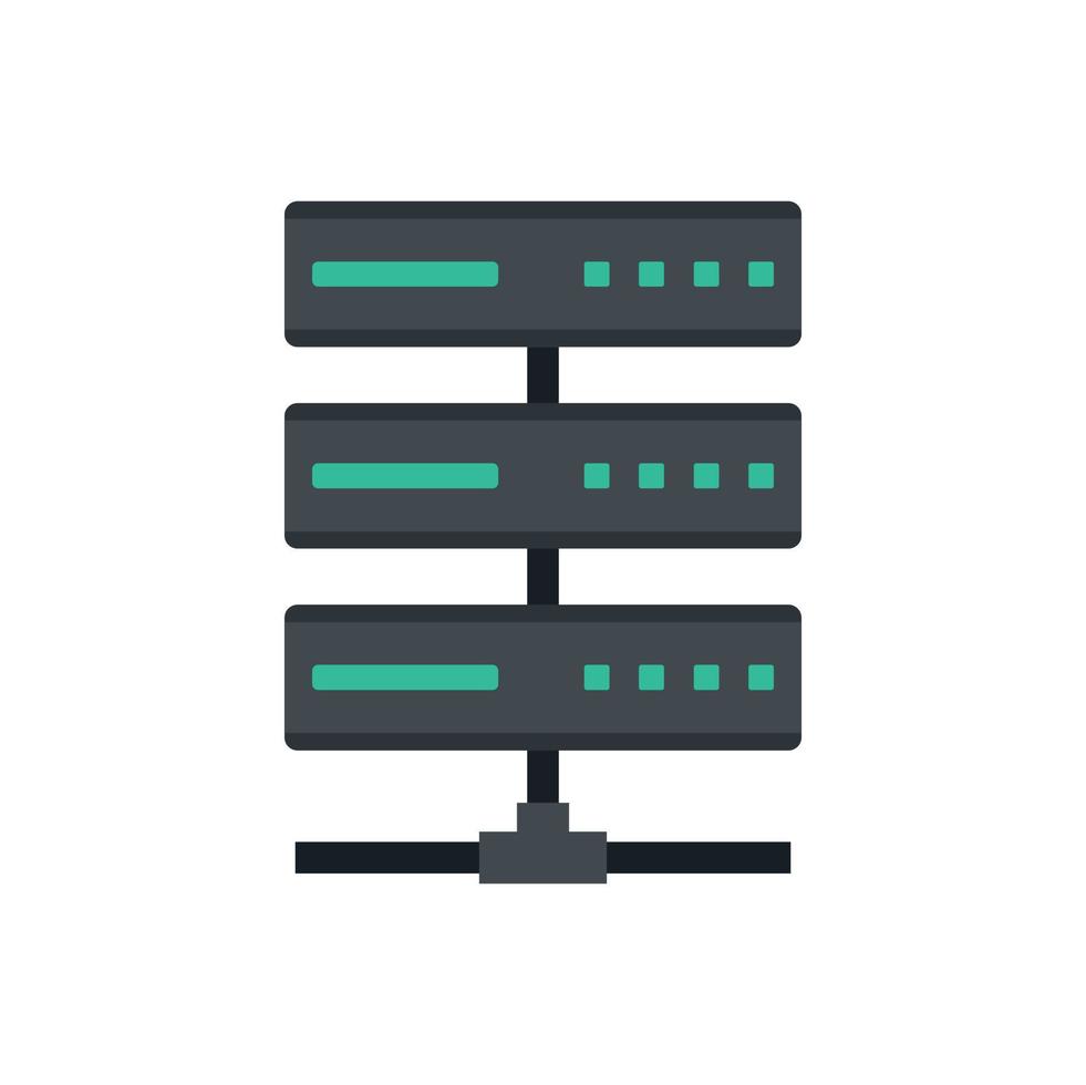 Server-Rack-Symbol flach isolierter Vektor