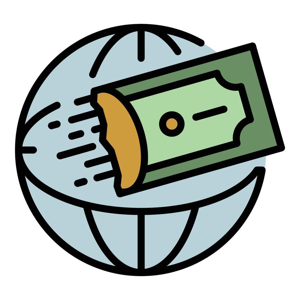 Farbumrissvektor für das globale Transfersymbol von Web-Geld vektor