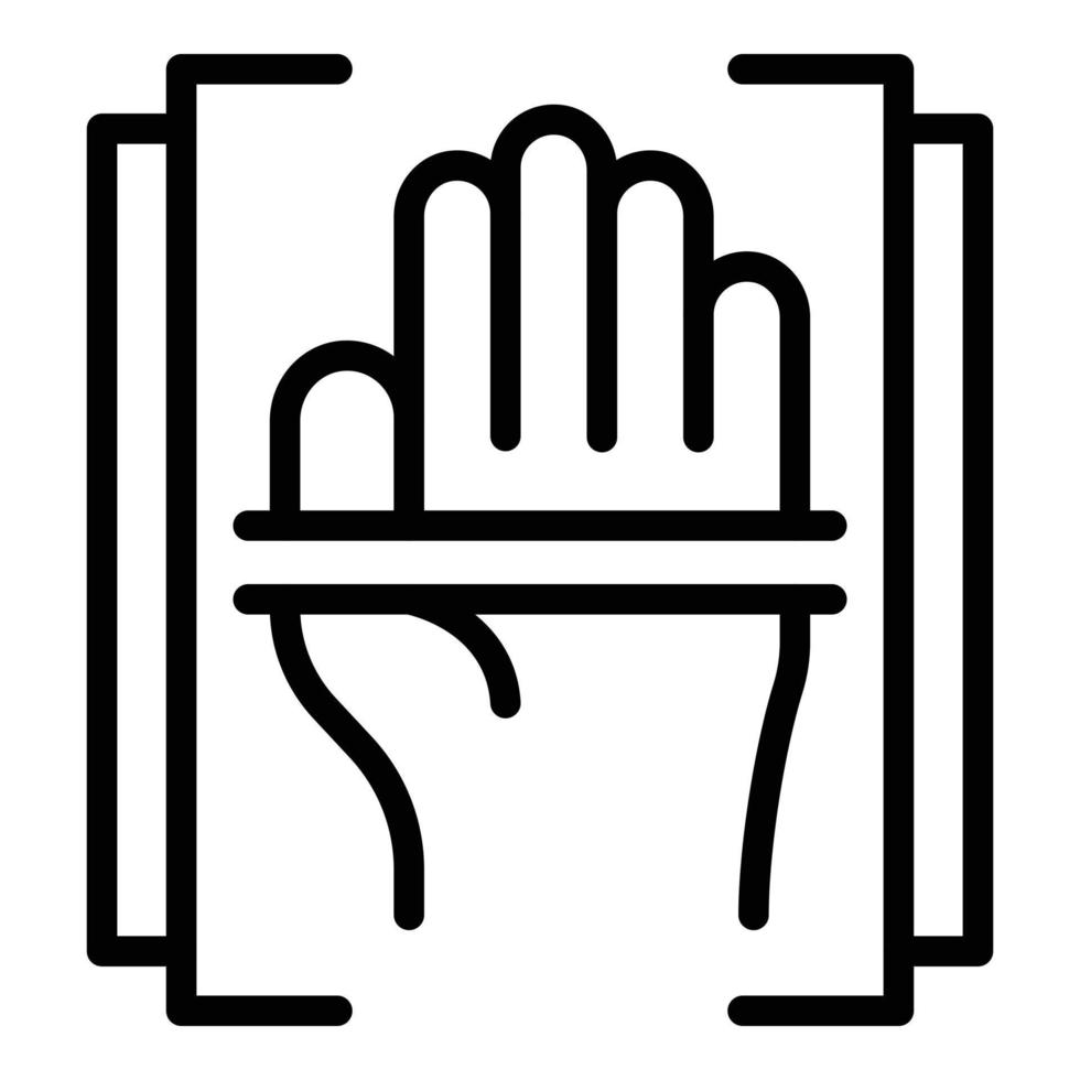 Handflächen-Scan-Symbol-Umrissvektor. Betrug Diebstahl vektor