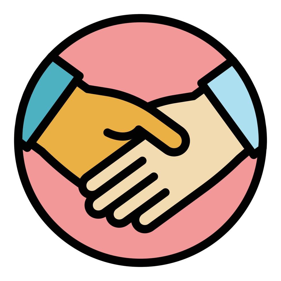demokrati handslag ikon Färg översikt vektor
