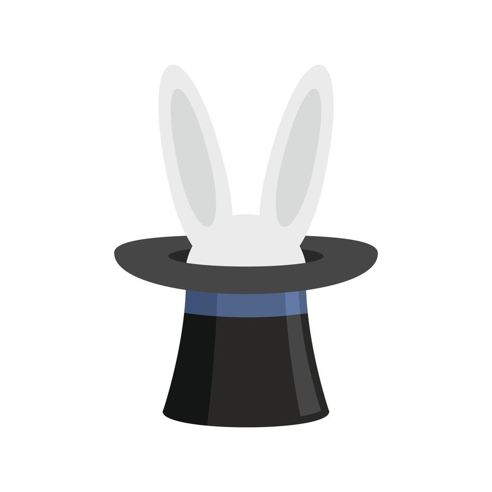 kanin i hatt ikon platt isolerat vektor