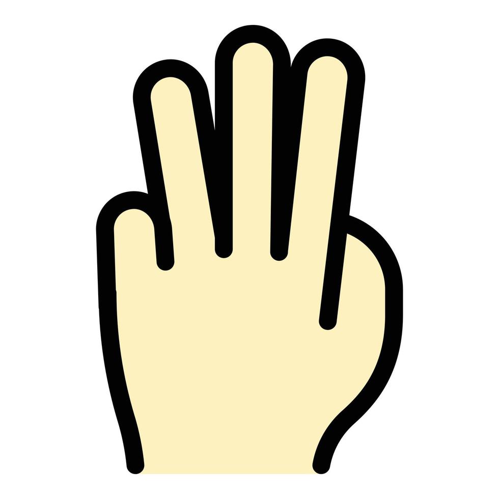 hand gest tre gånger ikon Färg översikt vektor