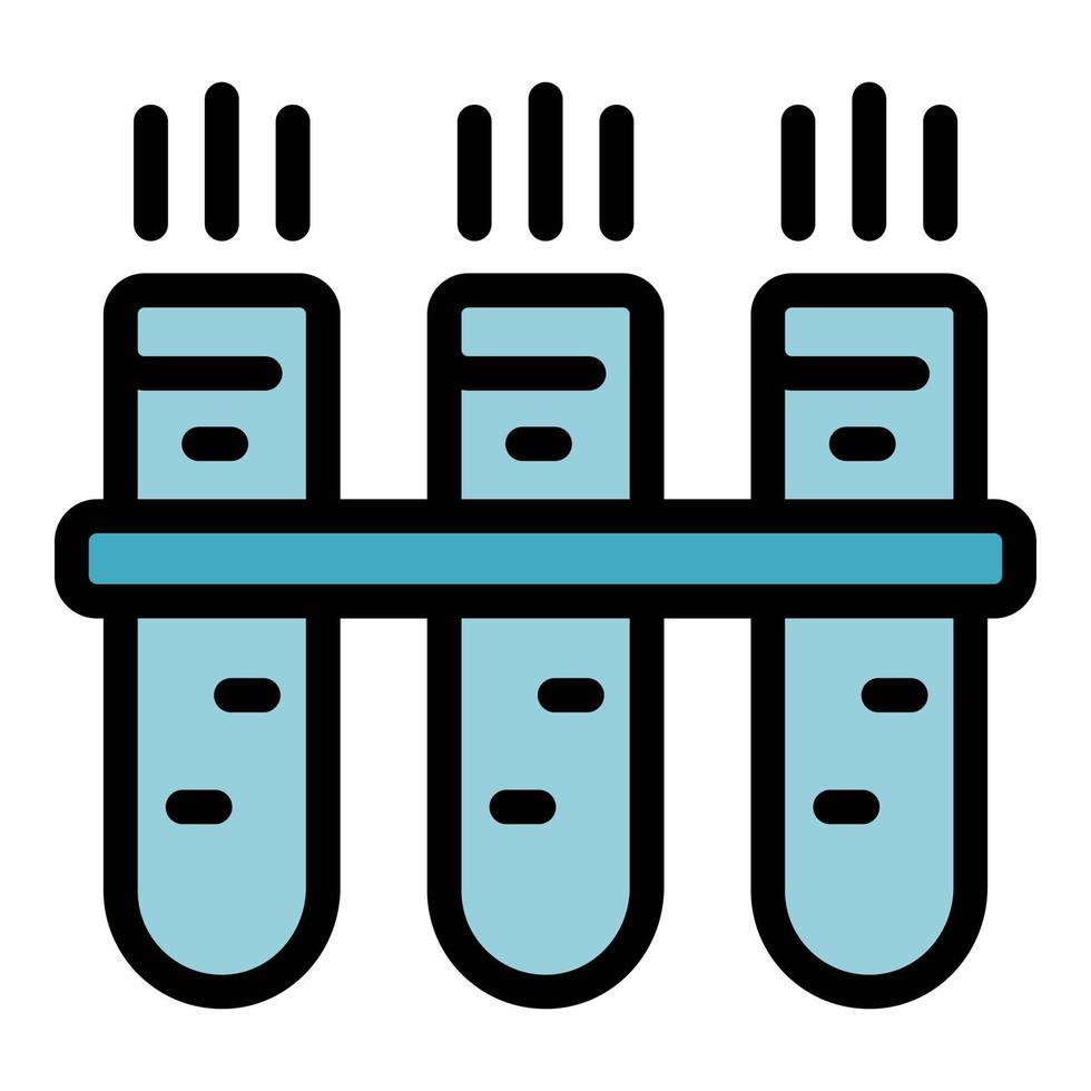 forskare testa rör stå ikon Färg översikt vektor