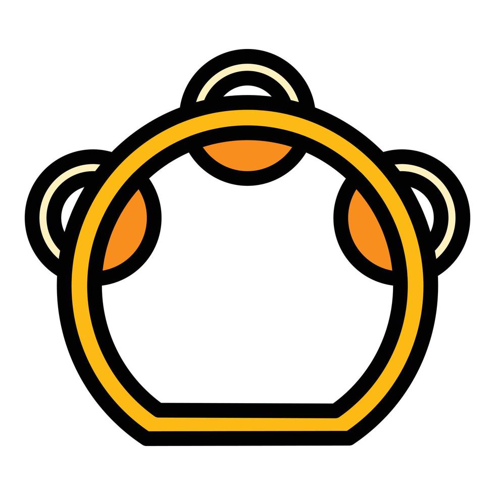 tamburin instrument ikon Färg översikt vektor