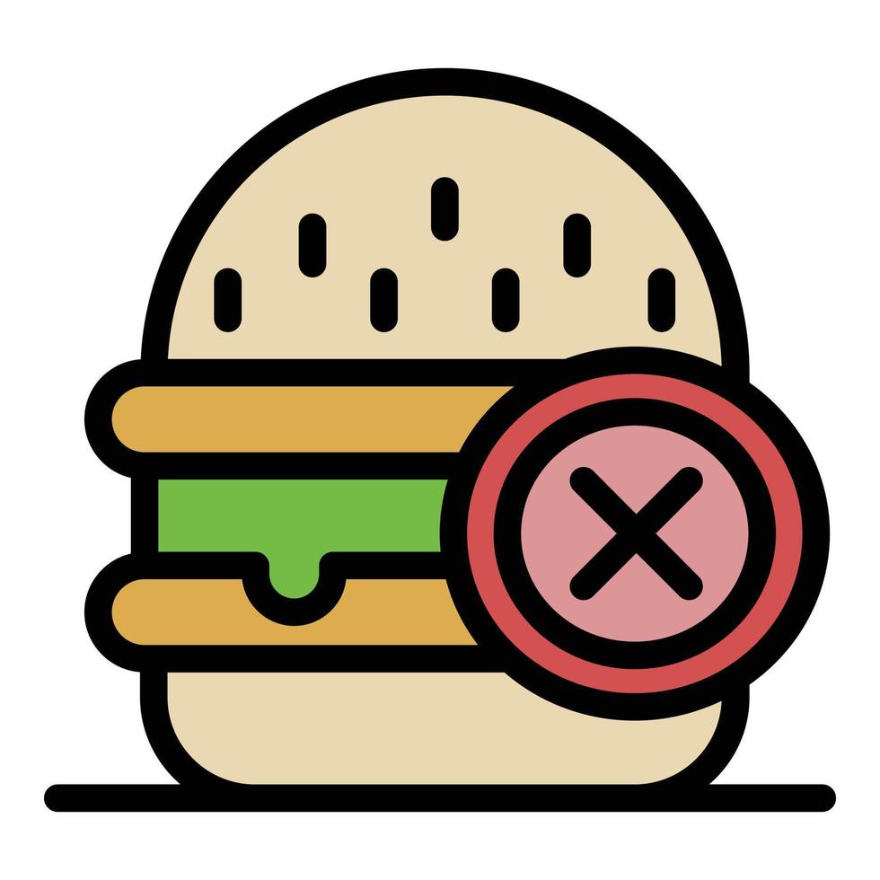 kein Fast-Food-Symbol Farbumrissvektor vektor