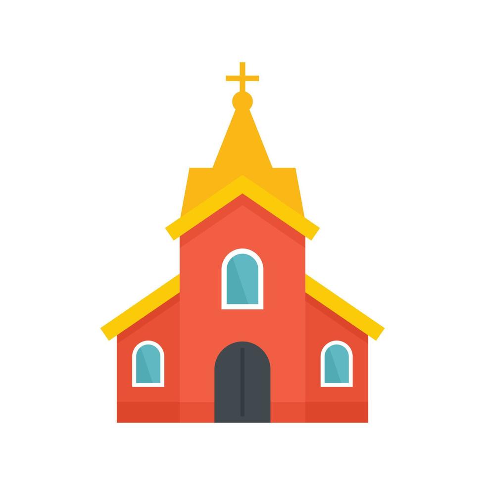 kyrka byggnad ikon platt isolerat vektor
