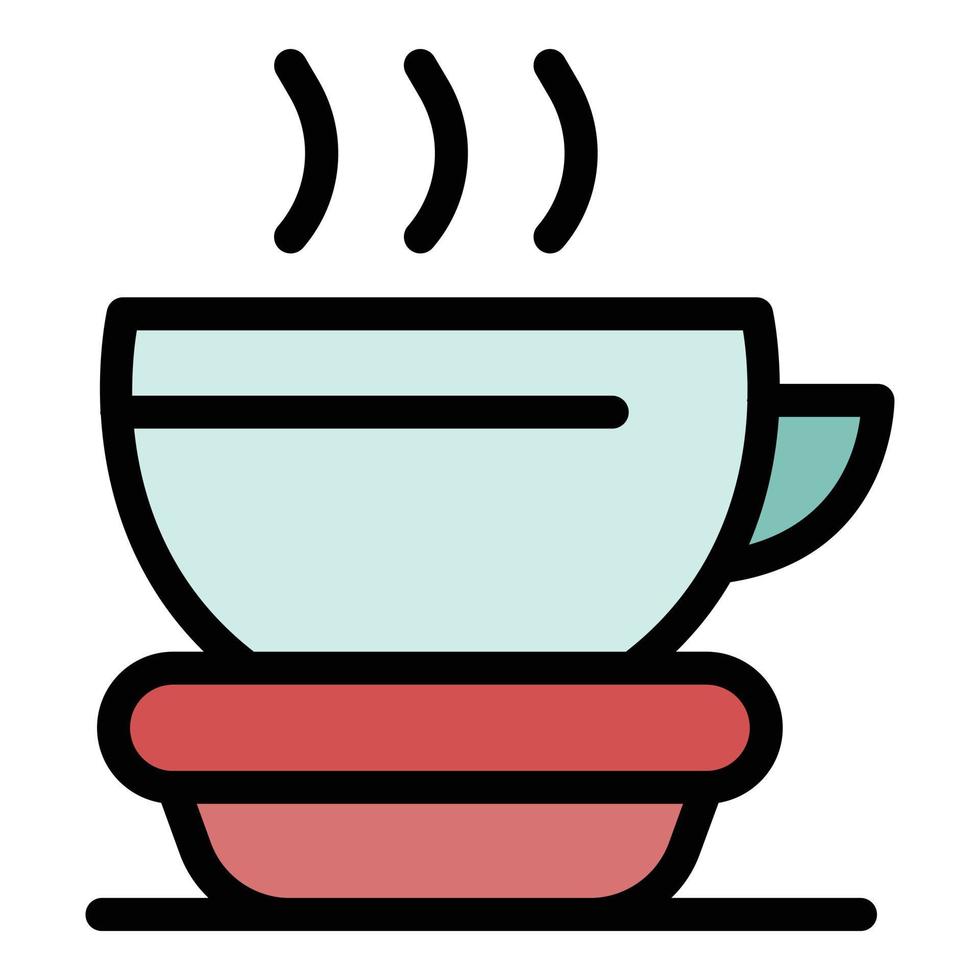 varm kopp te ikon Färg översikt vektor