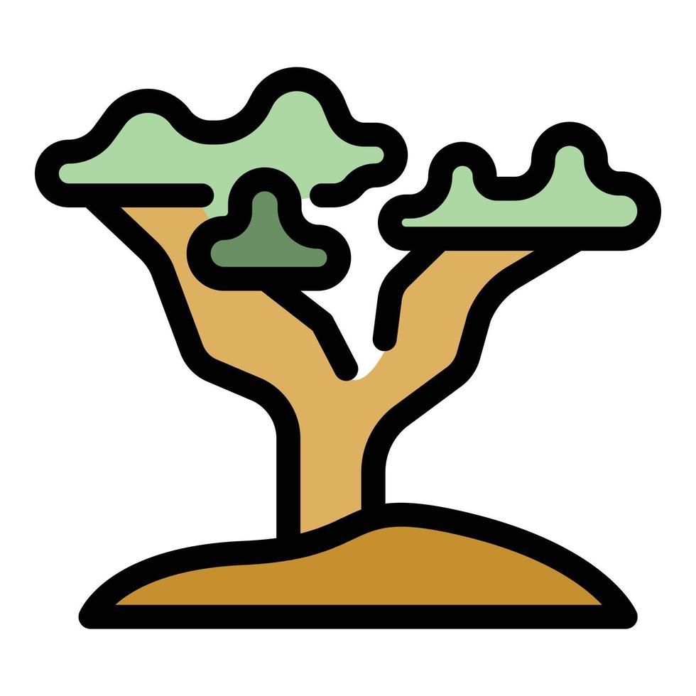 safari träd ikon Färg översikt vektor