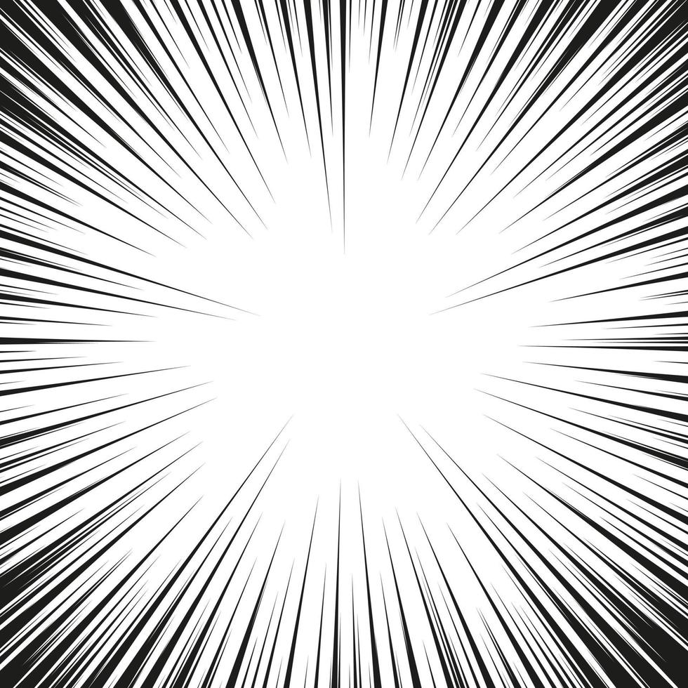 svart och vit bakgrund av radiell rader för serier. manga hastighet ram. superhjälte handling. explosion bakgrund. vektor