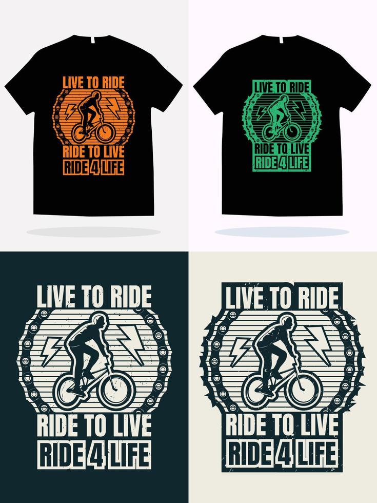 moderne T-Shirt-Design-Vektorvorlage. leben Sie, um Fahrt zu reiten, um Leben-T-Shirt der Fahrt 4 zu leben vektor