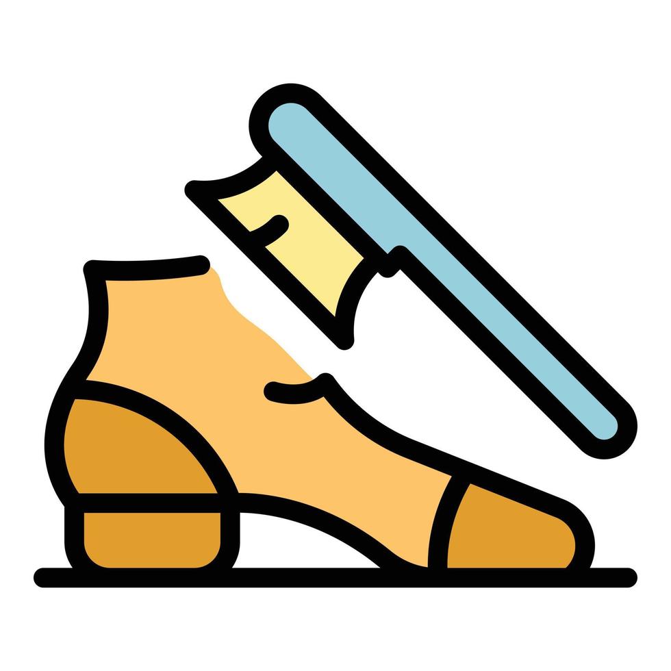 Bürste sauberer Schuh Symbol Farbe Umriss Vektor