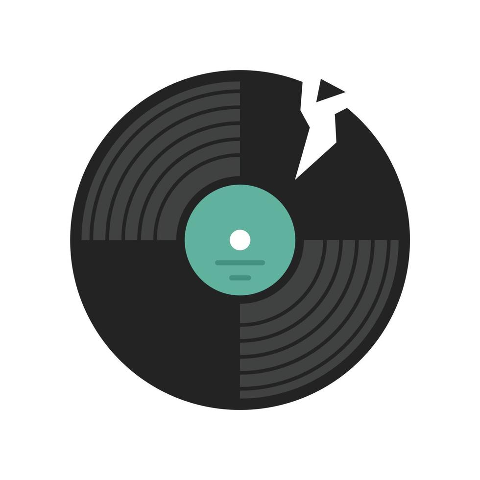bruten vinyl skiva ikon platt isolerat vektor