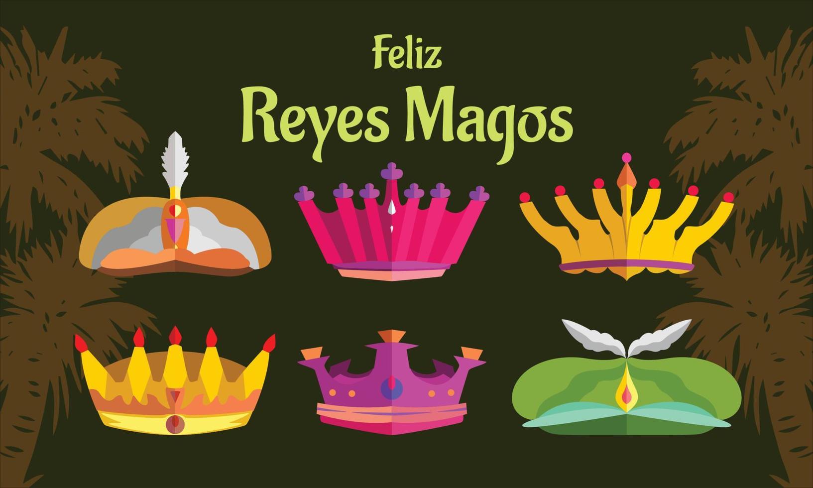 vektor platt design reyes magos krona samling för jul firande