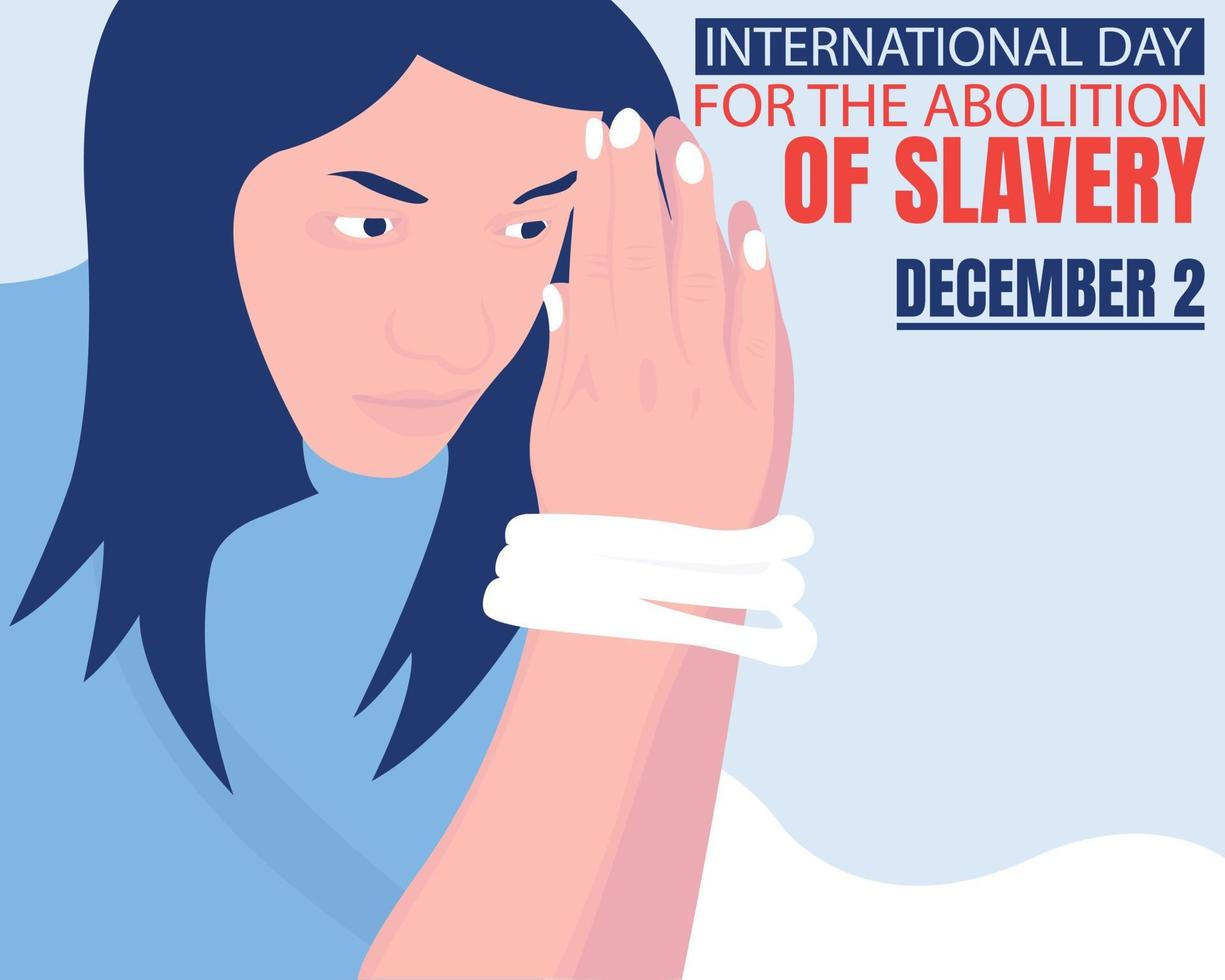 Illustrationsvektorgrafik der Hände einer Frau, die mit einem Seil gefesselt sind, perfekt für den internationalen Tag, die Abschaffung der Sklaverei, Feiern, Grußkarten usw. vektor