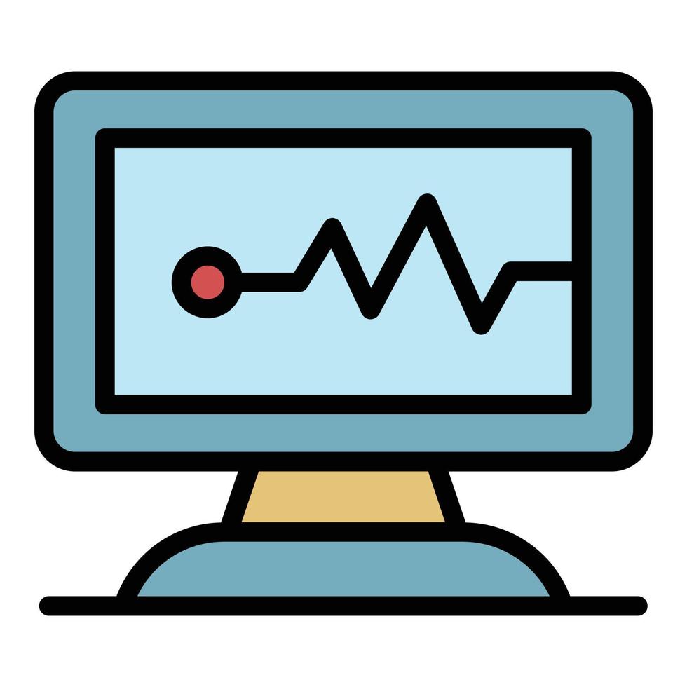 Herzfrequenz-Monitor-Symbol Farbumrissvektor vektor