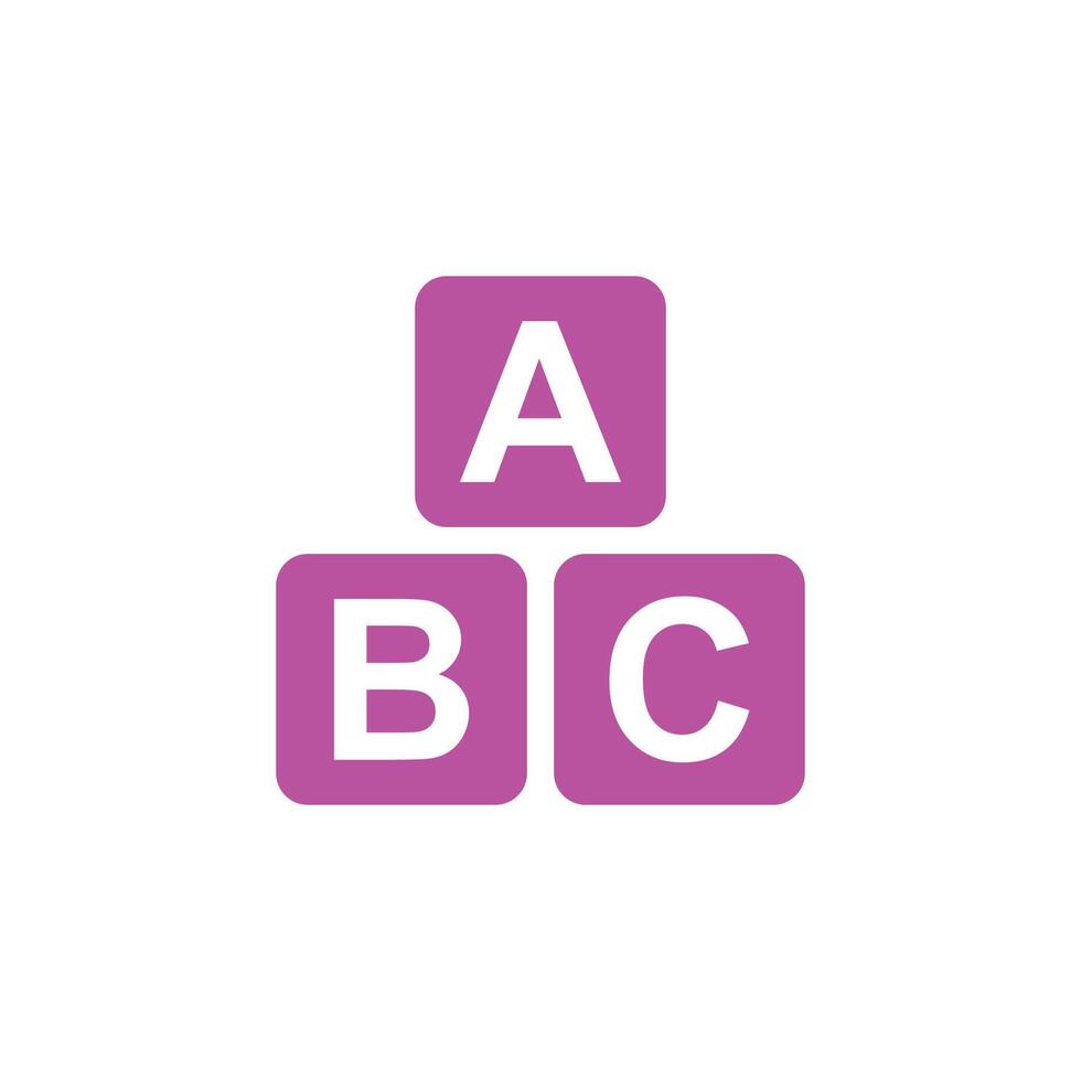 eps10 rosa Vektor abc Druckbuchstaben Solid Art Symbol isoliert auf weißem Hintergrund. ABC-Würfel-Kindererziehungssymbol in einem einfachen, flachen, trendigen, modernen Stil für Ihr Website-Design, Logo und mobile App