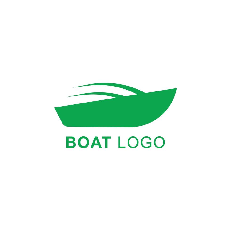 grünes motor- oder segelbootgeschäft abstraktes kreatives vektorkunstlogo mit der bootikone oder dem symbol im einfachen flachen trendigen modernen stil lokalisiert auf weißem hintergrund vektor