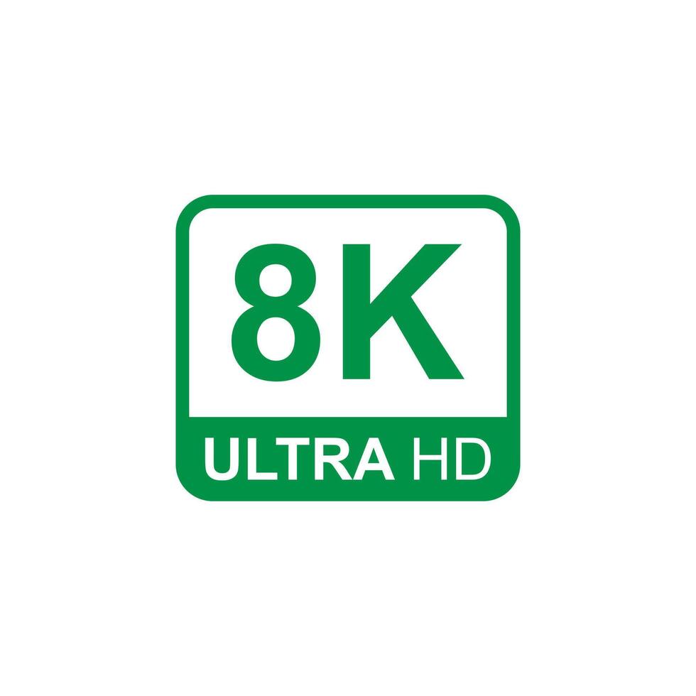 eps10 grüner Vektor 8k ultra oder uhd 2160p Symbol isoliert auf weißem Hintergrund. Hochauflösendes 8k-Auflösungssymbol in einem einfachen, flachen, trendigen, modernen Stil für Ihr Website-Design, Logo und mobile App