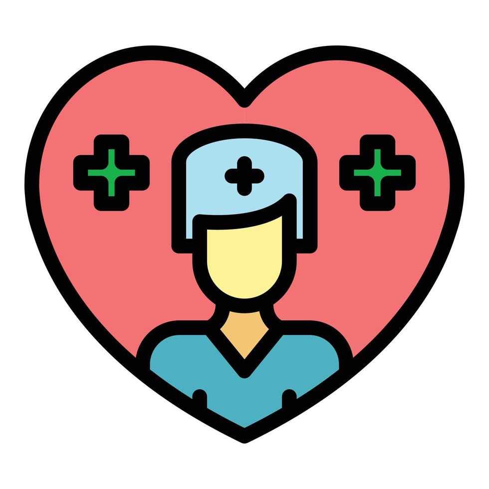 hjärta kärlek läkare ikon Färg översikt vektor