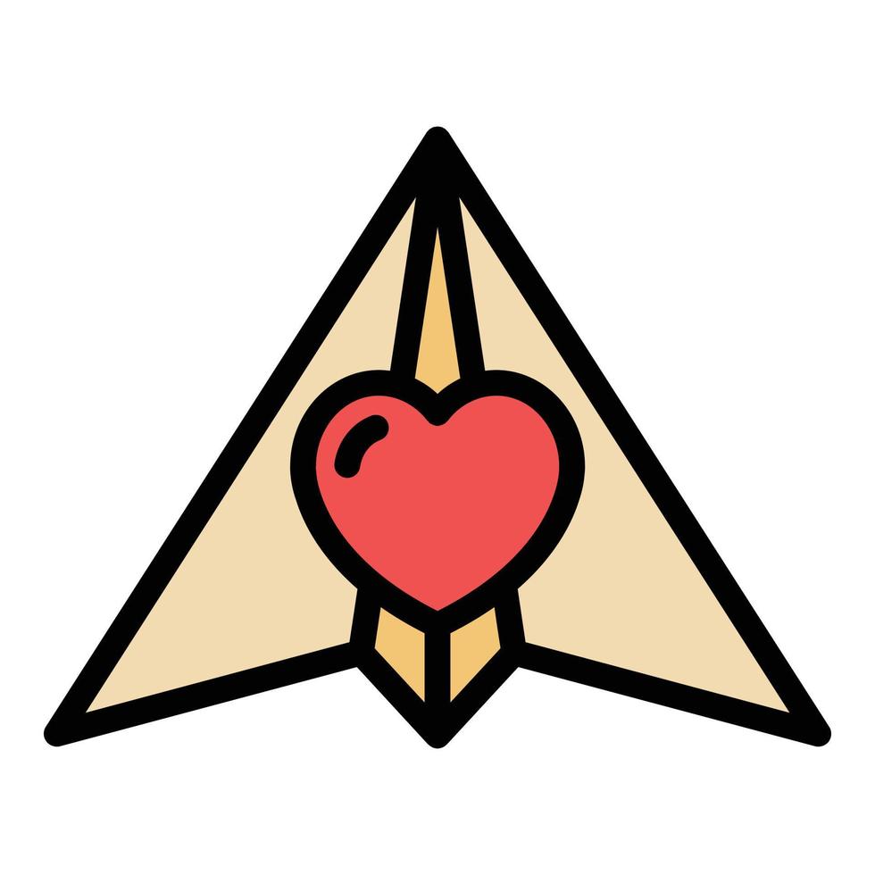 Papierflieger Herz Symbol Farbe Umriss Vektor