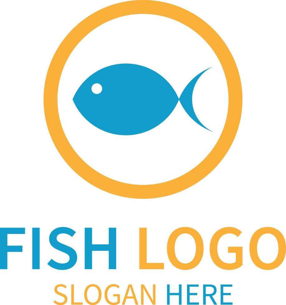 eps10 blaue und orangefarbene Vektorfische rundes Logo oder Symbol isoliert auf weißem Hintergrund. Meeresfrüchte-Restaurant-Shop-Symbol in einem einfachen, flachen, trendigen, modernen Stil für Ihr Website-Design, Logo und mobile App vektor