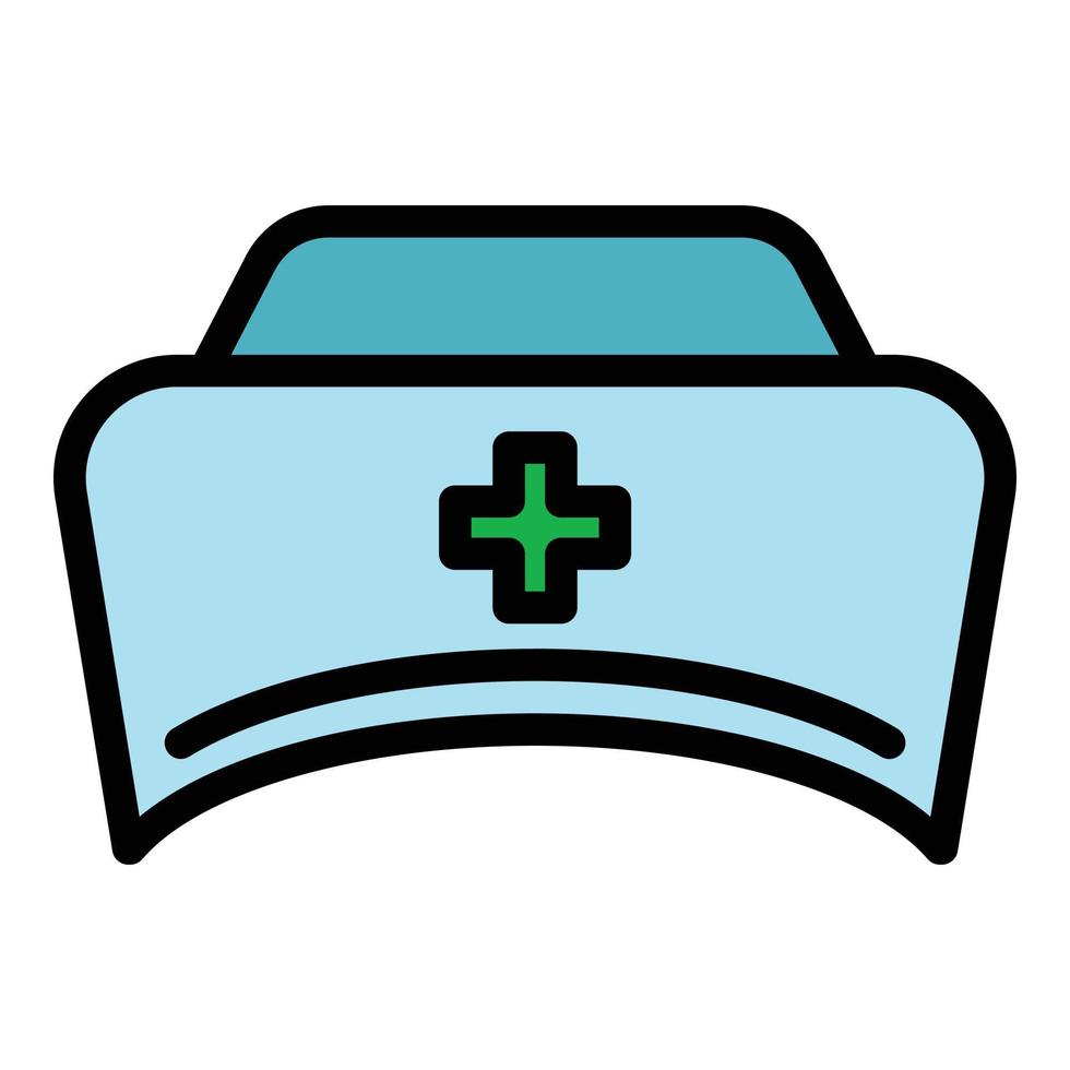 medizinische Krankenschwester Mütze Symbol Farbe Umriss Vektor