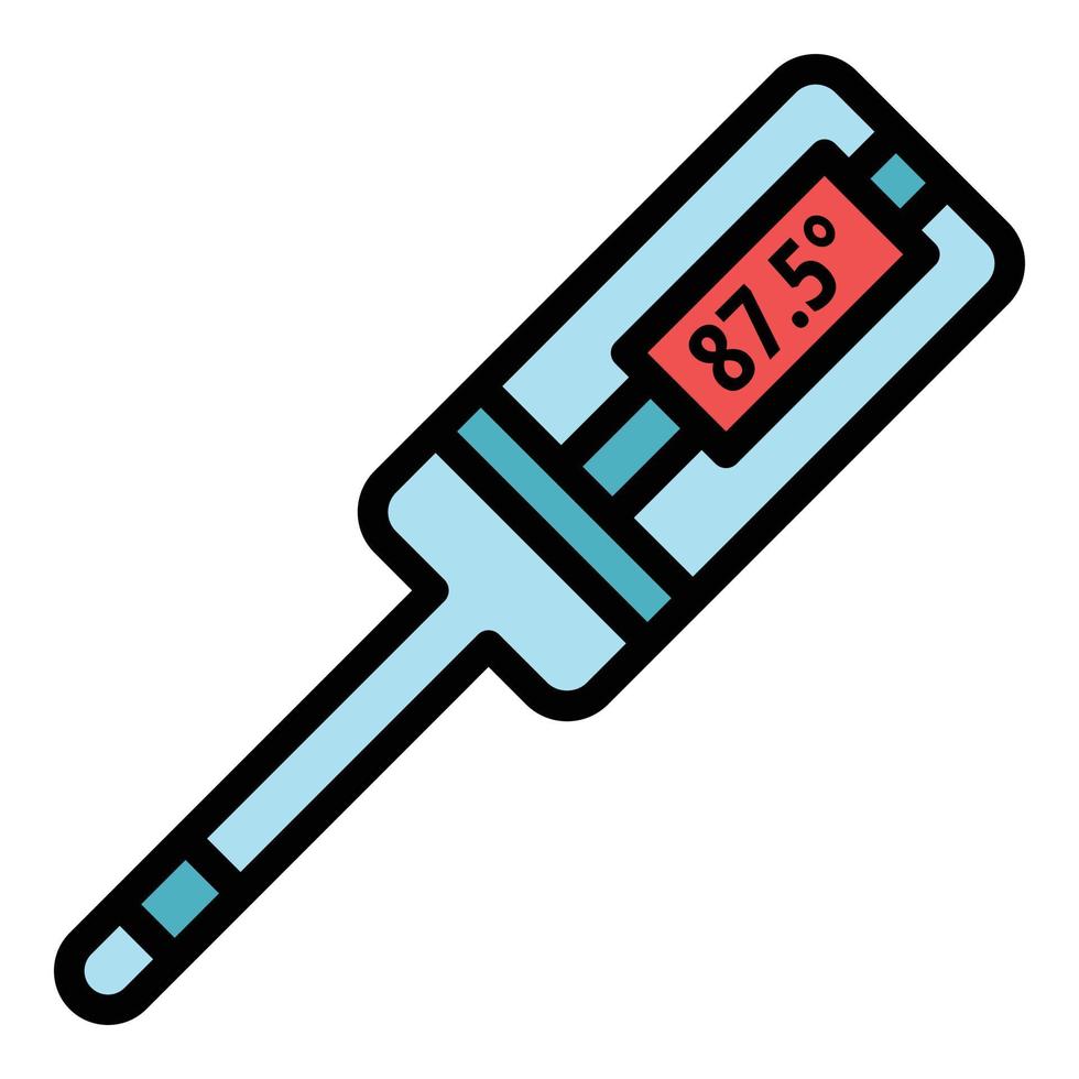 medizinisches digitales Thermometer Symbol Farbe Umriss Vektor