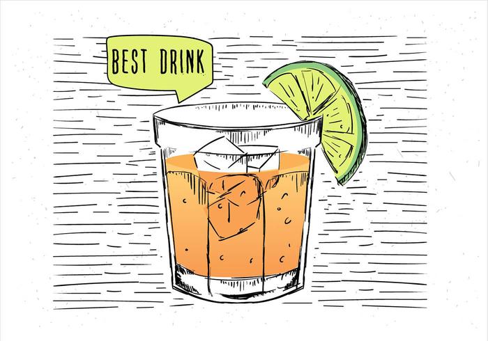 Fri handdragen Vector Cocktail Illustration