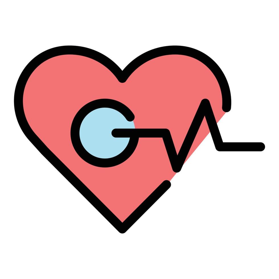hjärta kardiogram ikon Färg översikt vektor
