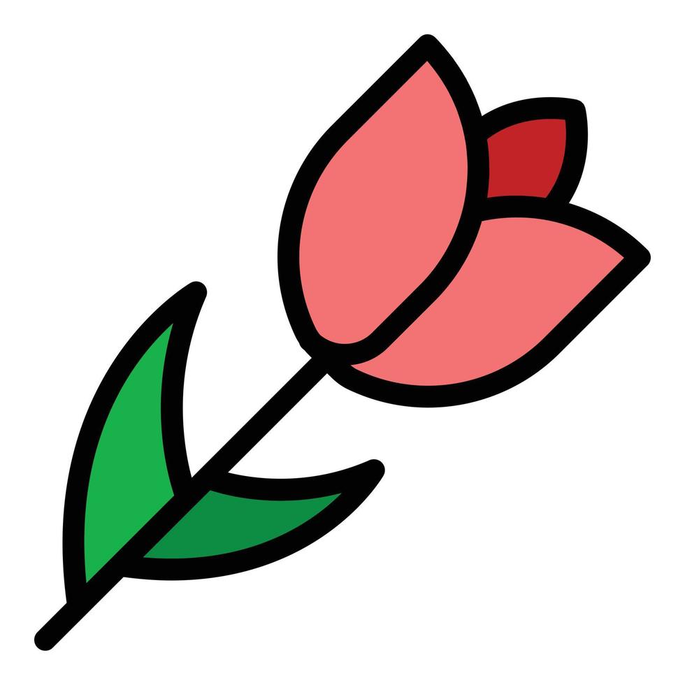 tulpan blomma ikon Färg översikt vektor