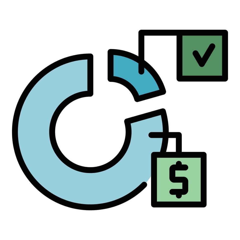 finansiera paj Diagram Rapportera ikon Färg översikt vektor