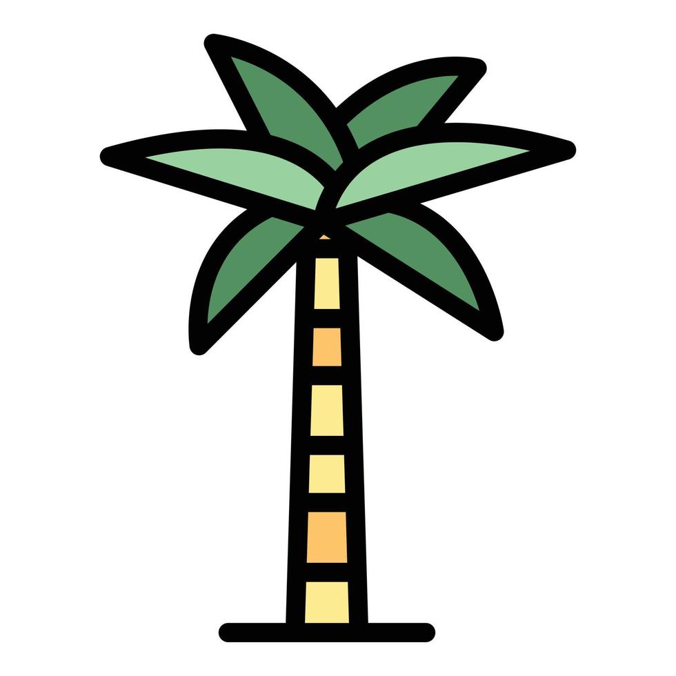 Insel Palme Symbol Farbe Umriss Vektor