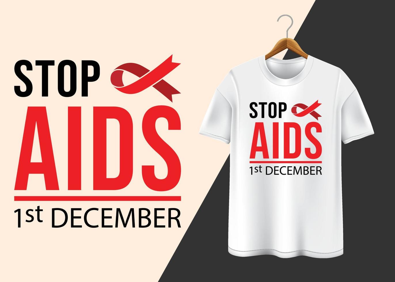 Welt-Aids-Tag 1. Dezember T-Shirt-Design vektor