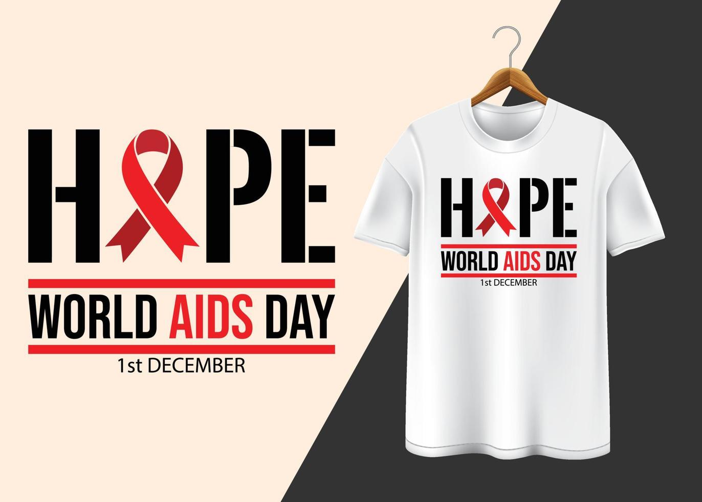 Welt-Aids-Tag 1. Dezember T-Shirt-Design vektor