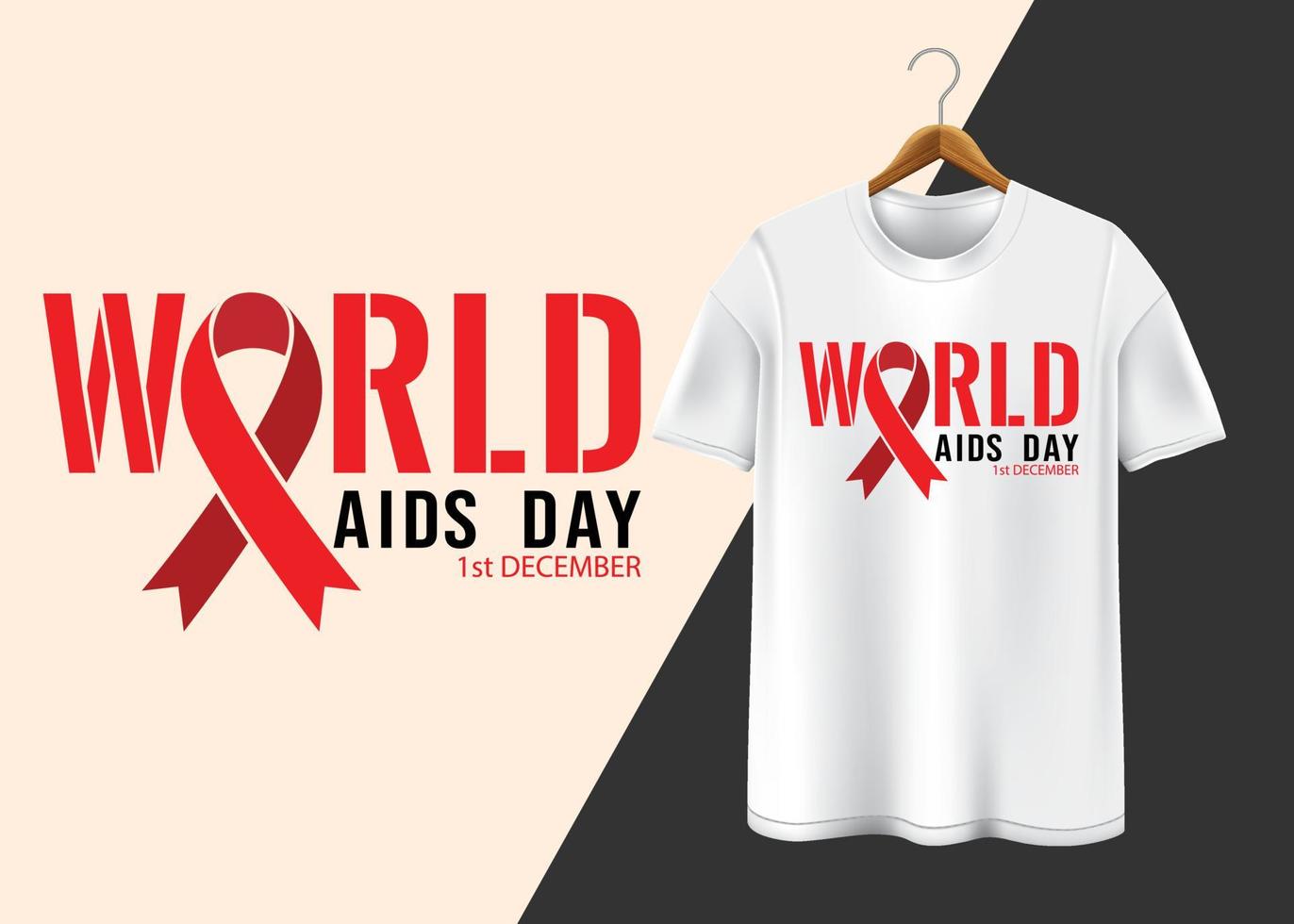 Welt-Aids-Tag 1. Dezember T-Shirt-Design vektor