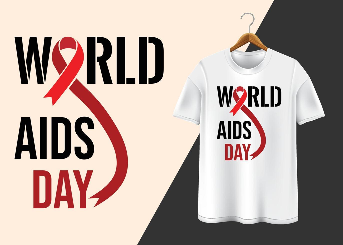 värld AIDS dag 1:a december t-shirt design vektor