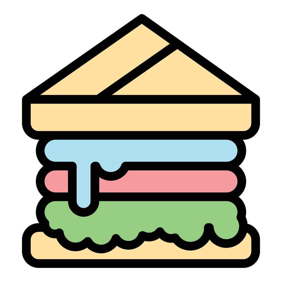 snabb smörgås ikon Färg översikt vektor