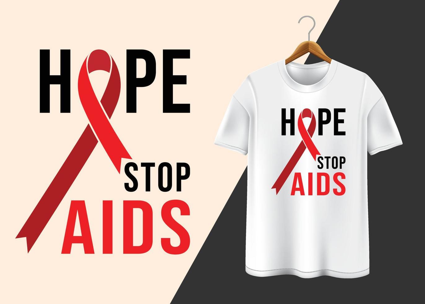 Welt-Aids-Tag 1. Dezember T-Shirt-Design vektor