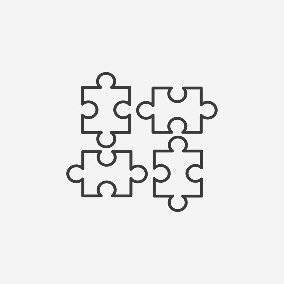 Puzzle, Stichsäge, Stück, Spielikonenvektor lokalisiertes Symbolzeichen vektor