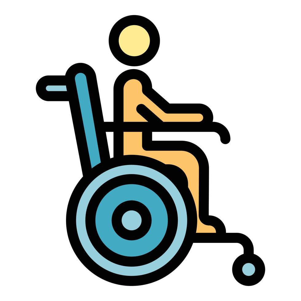 senior man rullstol ikon Färg översikt vektor