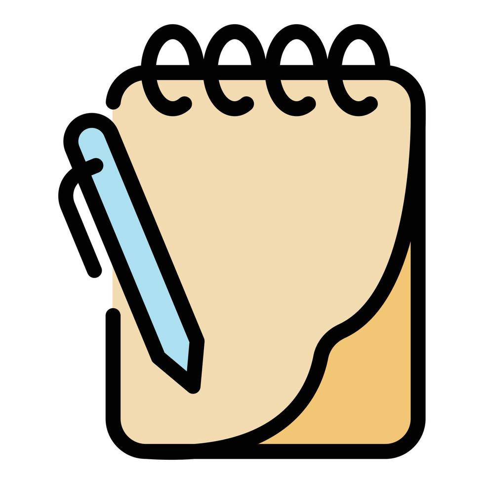 anteckningsbok och penna ikon Färg översikt vektor
