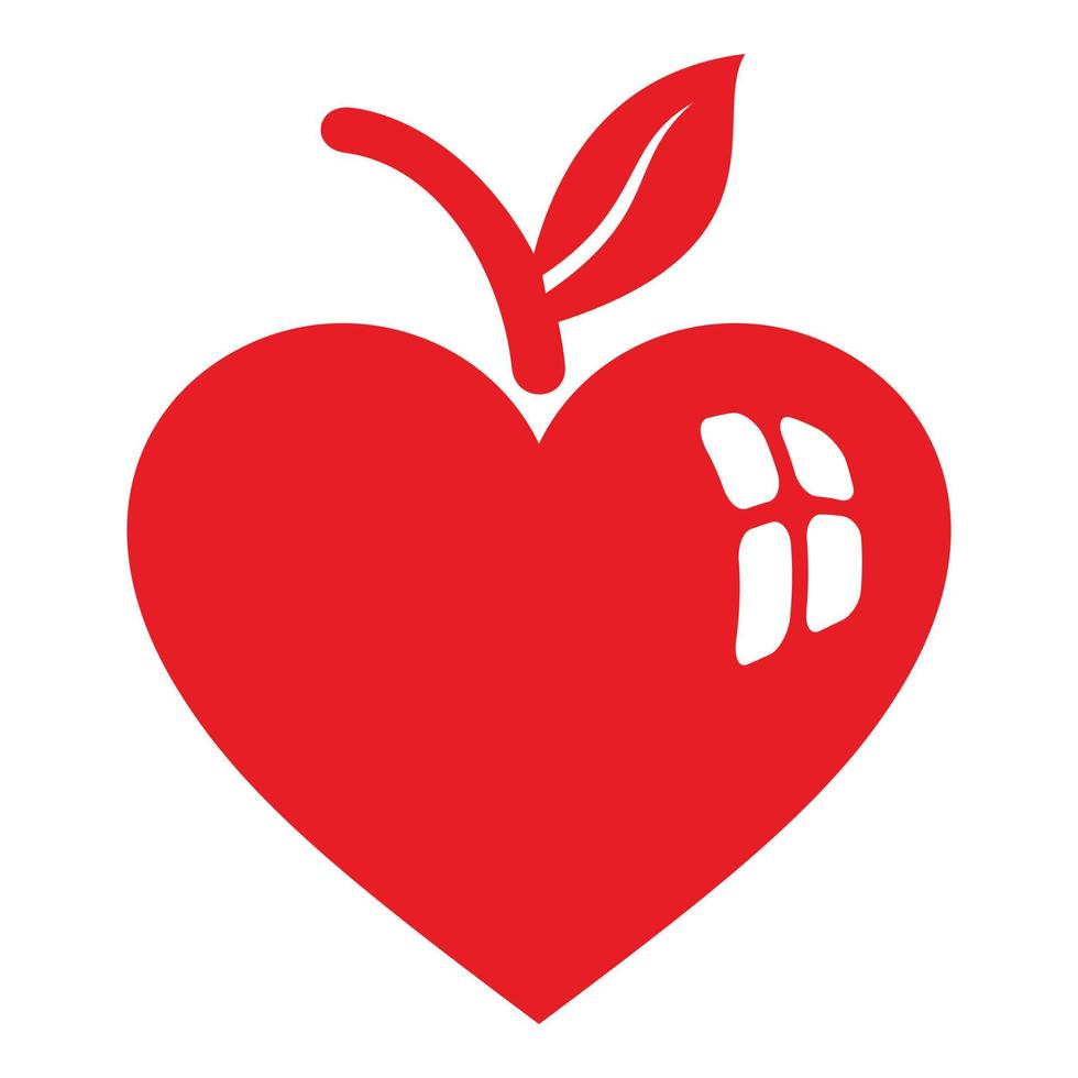 äpple hjärta ikon, enkel stil vektor