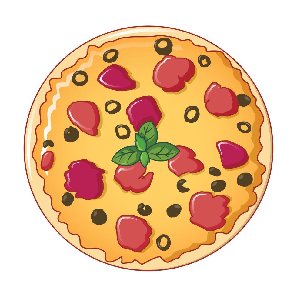 pizza ikon, tecknad serie stil vektor