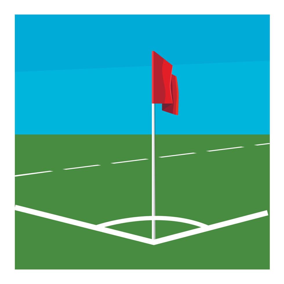 fotboll fält hörn med röd flagga ikon vektor